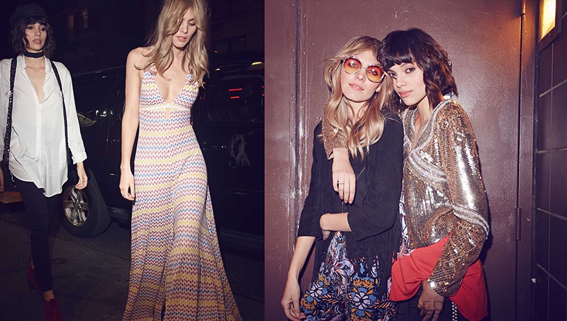 Maritza Veer and Charlee Fraser model 70's inspired looks in Free People's Backstage Pass lookbook