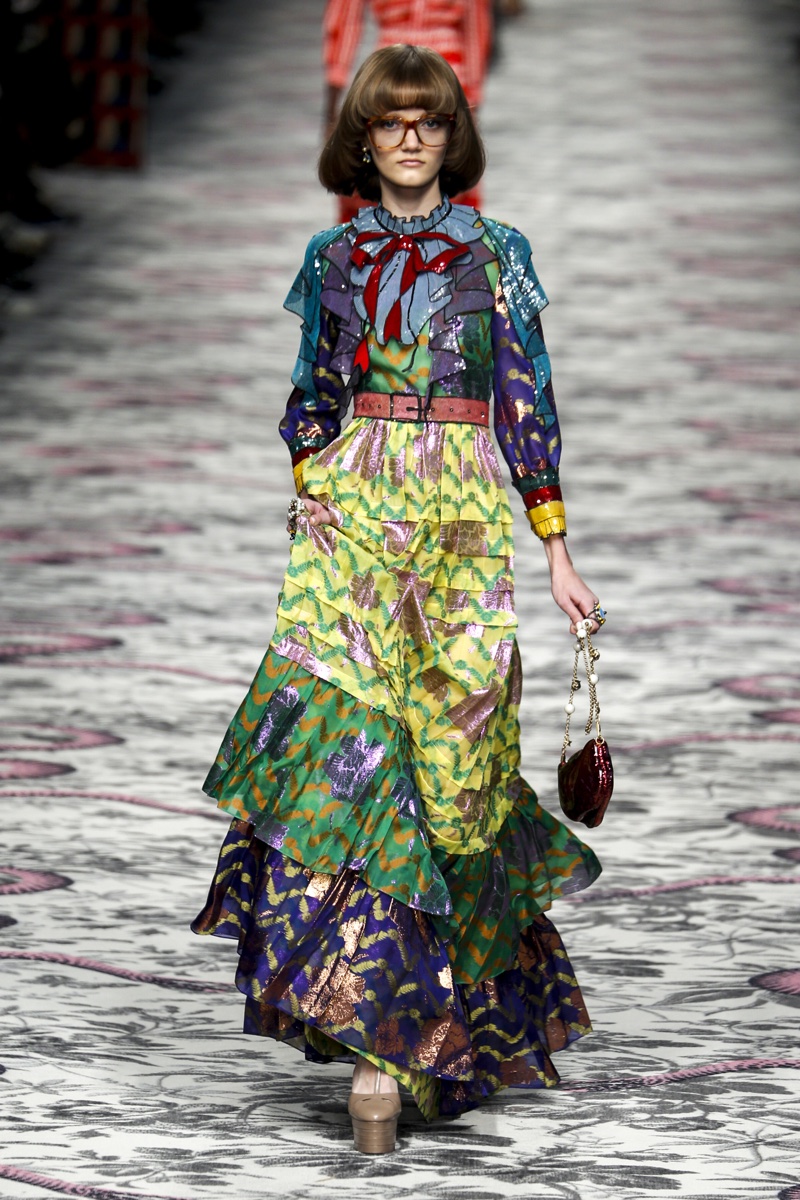 A model walks the runway at Gucci's spring-summer 2016 show. Photo: FashionStock.com / Shutterstock.com