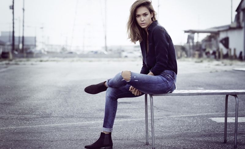 Jessica Alba poses in grunge-inspired denim from DL1961's spring 2016 collection