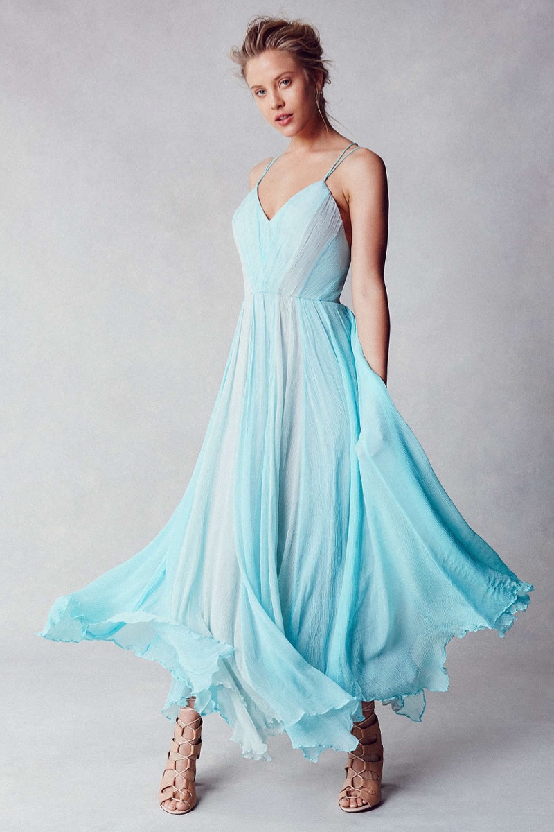 Kimchi Blue Waterfall Chiffon Maxi Dress
