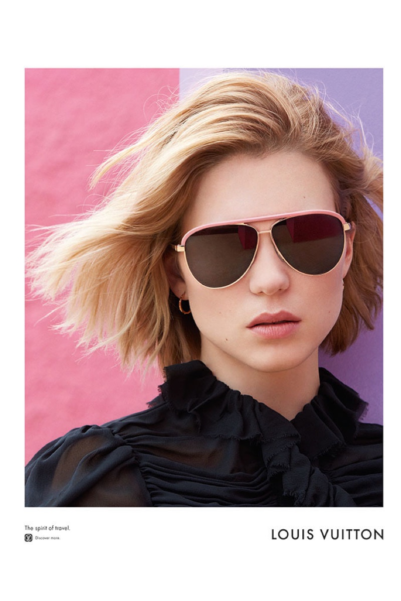 Lea Seydoux models aviator sunglasses from Louis Vuitton