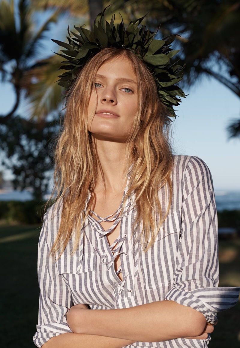 Madewell Striped Terrace Lace-Up Shirt