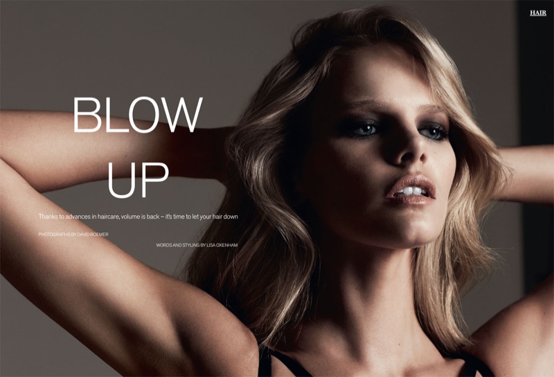 Photographed by David Roemer, Marloes Horst wears her blonde hair in bombshell waves
