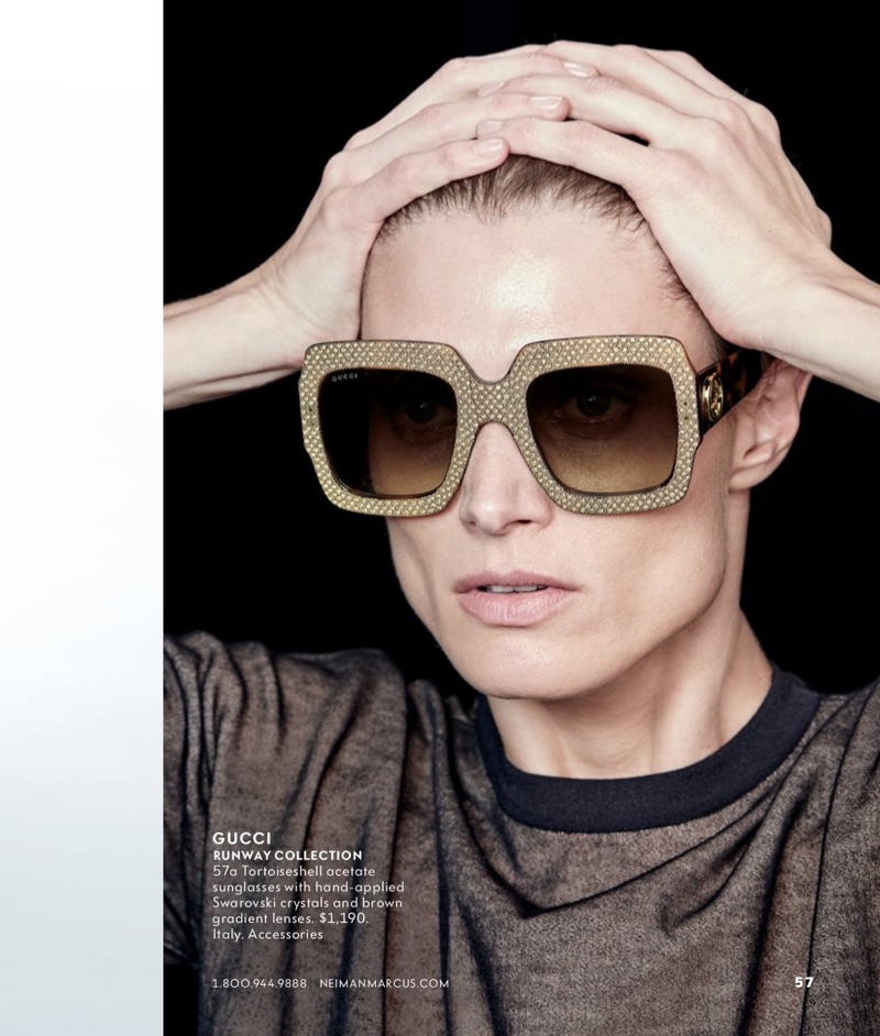 Gucci Crystal-Trim Square Gradient Sunglasses in Havana