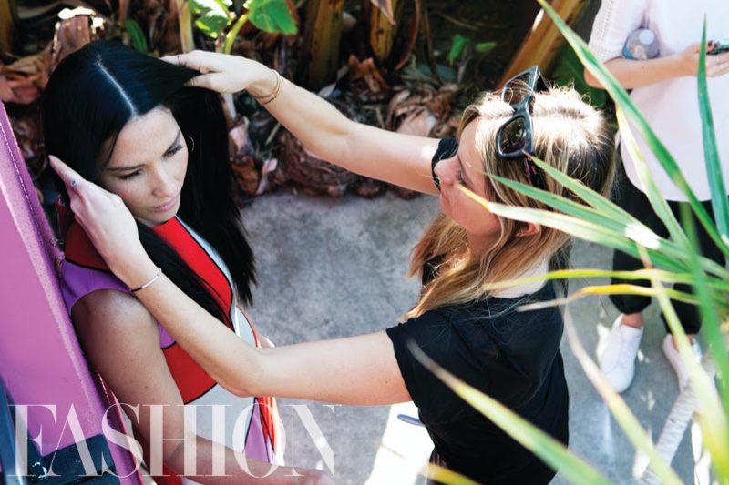 Olivia Munn behind the scenes on FASHION Magazine cover shoot