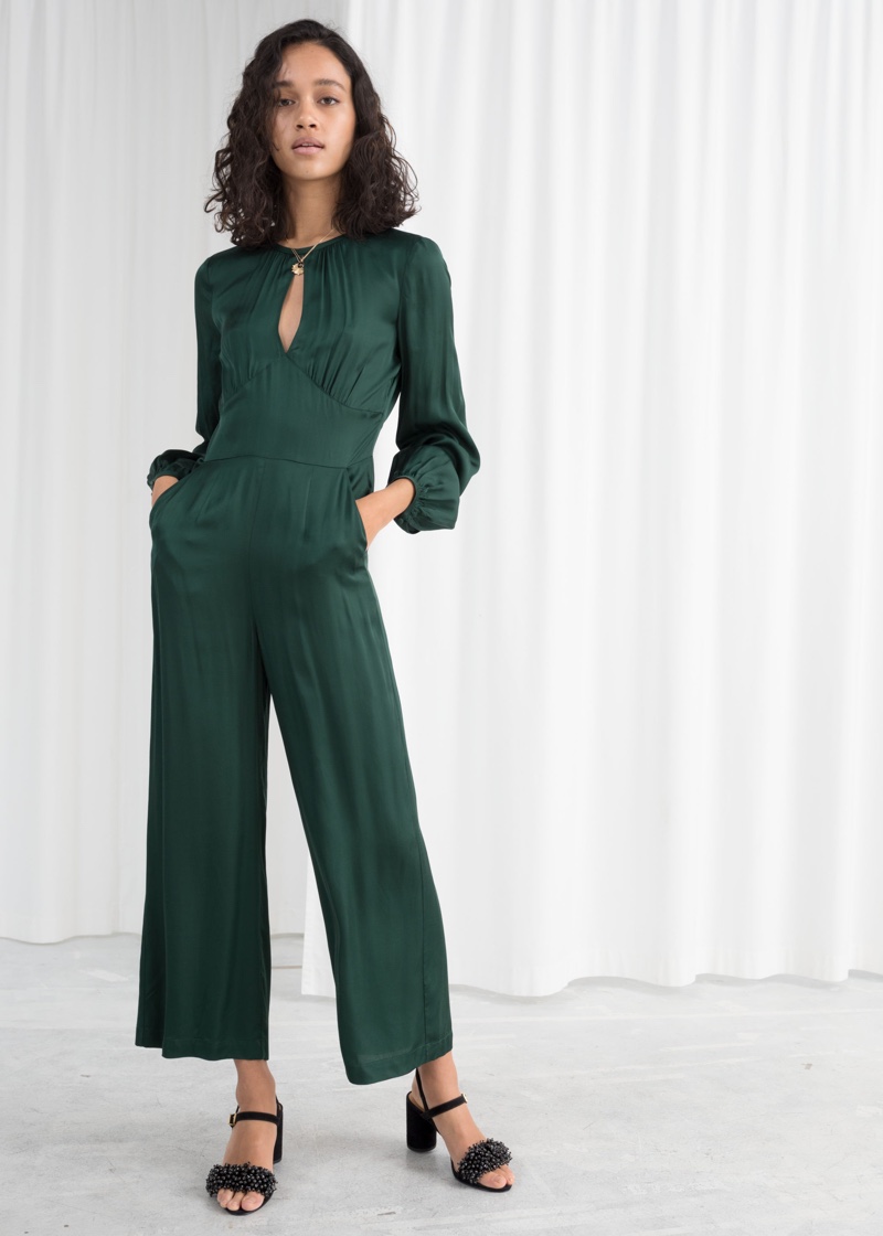 & Other Stories Long Sleeve Satin Jumpsuit $129