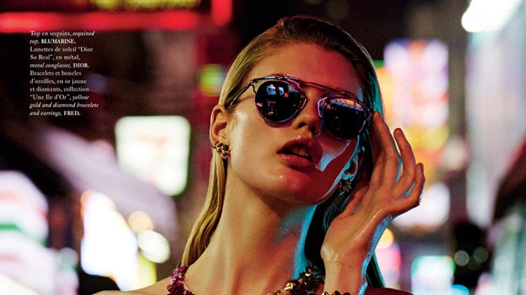 Djura Siebenga Poses in Sequins & Metallics for Air France Madame