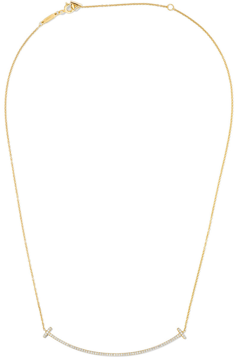 Tiffany & Co. T Smile 18-Karat Gold & Diamond Necklace