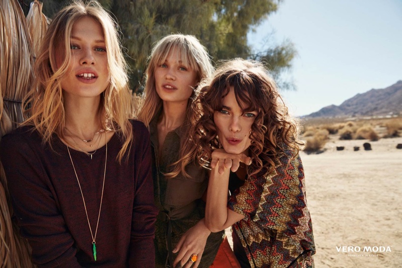 Models wears bohemian inspired looks for Vero Moda's spring 2016 campaign