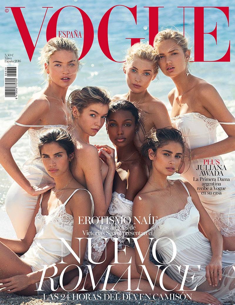 Elsa Hosk, Stella Maxwell, Jasmine Tookes, Taylor Hill, Sara Sampaio and Martha Hunt on Vogue Spain May 2016 Cover