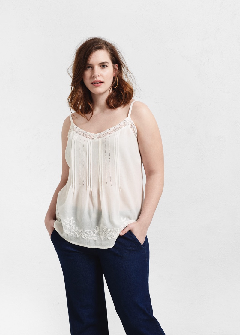 Violeta by Mango Embroidered Cotton Blouse