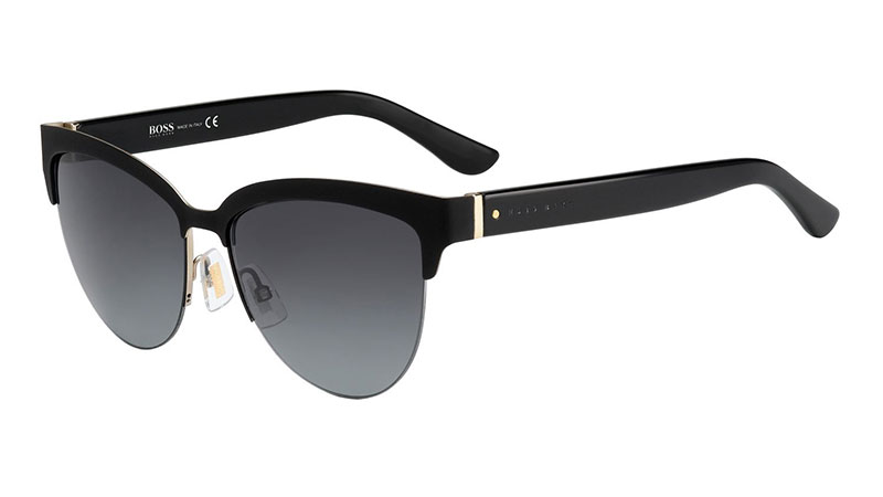 BOSS 678S Black Lenses Half Frame Cateye Sunglasses