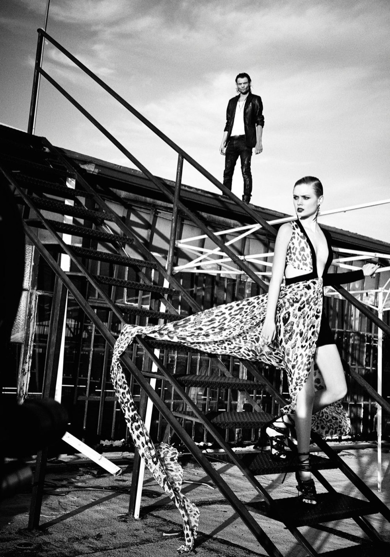 Bella Heathcote steals the scene in a leopard print Versus Versace dress