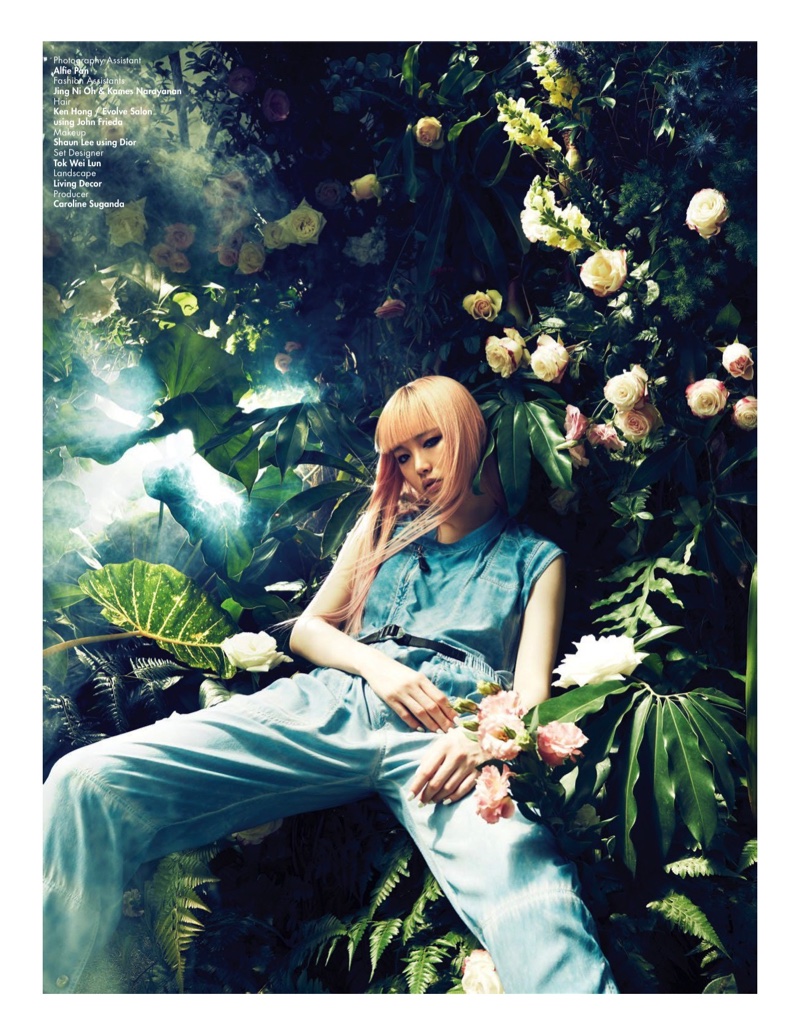 Fernanda Ly lounges in a jumpsuit from Louis Vuitton