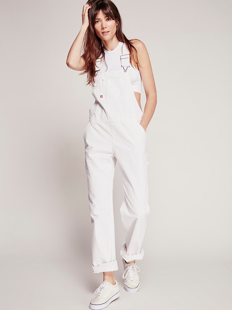 Free People Billy White Denim Overalls