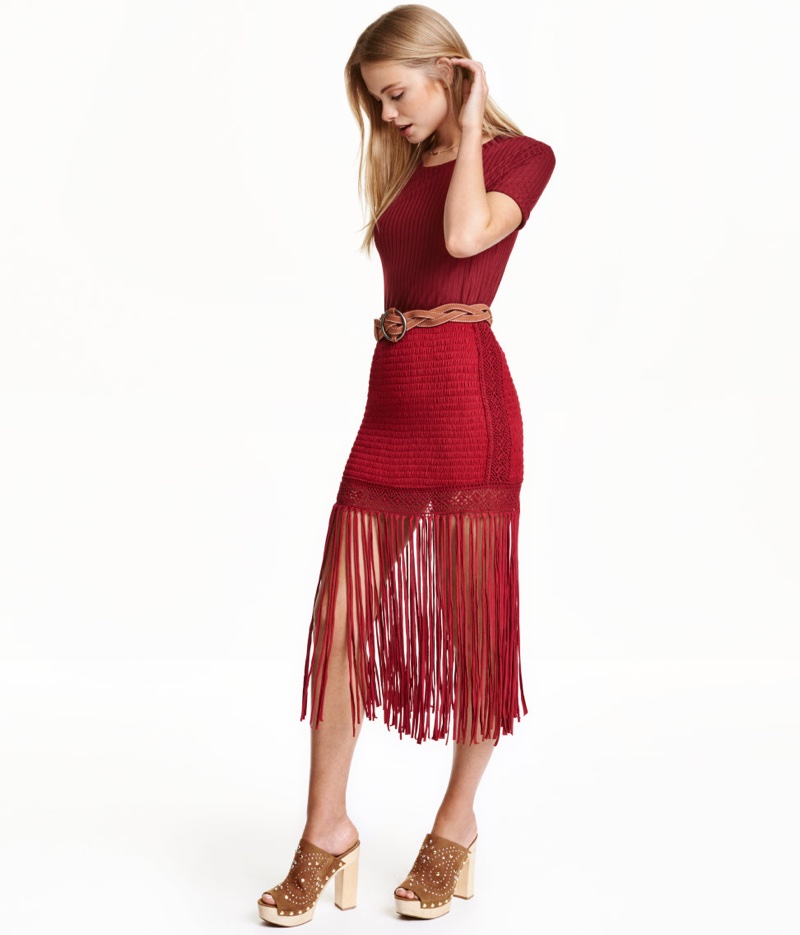H&M Jersey Skirt Fringe