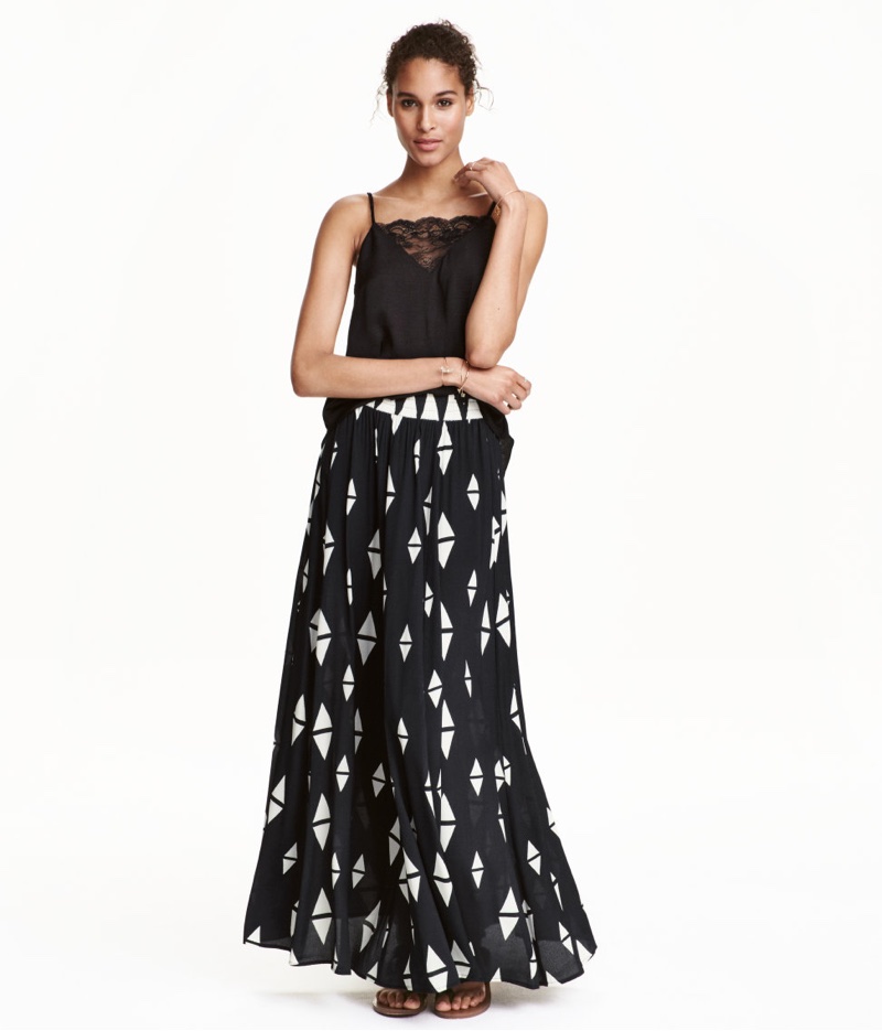 H&M Patterned Maxi Skirt