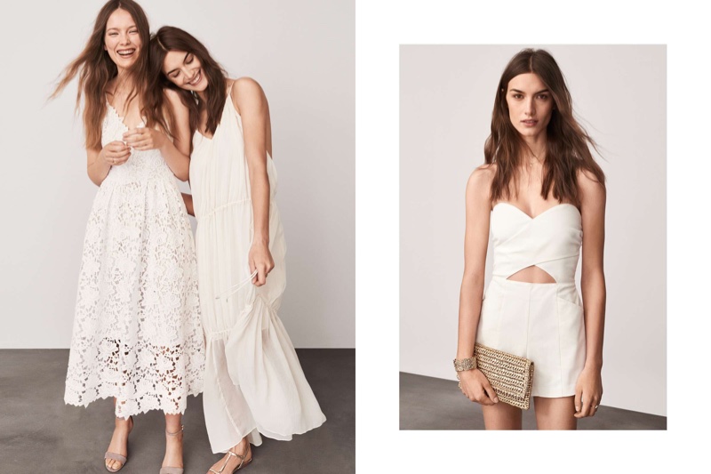 (Left) H&M Lace Dress (Middle) H&M Chiffon Maxi Dress and Metallic Sandals (Right) H&M Strapless Romper, Straw Clutch Bag and Metal Bracelet