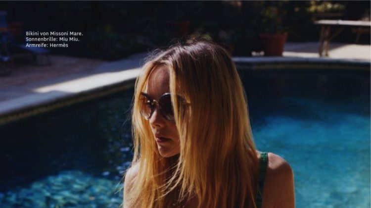 Heather Marks Heads Poolside for Swimsuit Spread in Glamour Germany