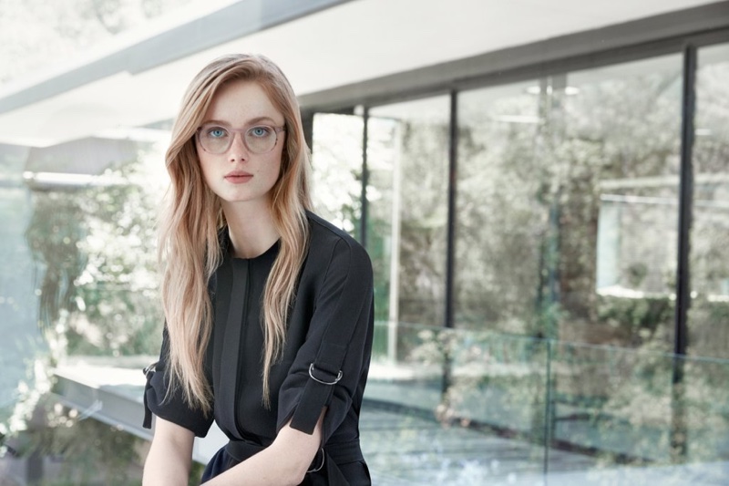 Rianne van Rompaey wears optical frames in BOSS' 2016 eyewear campaign