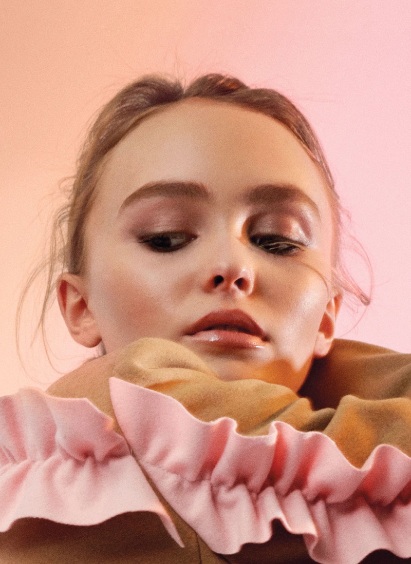 Lily-Rose Depp wears a dewy makeup look in the feature