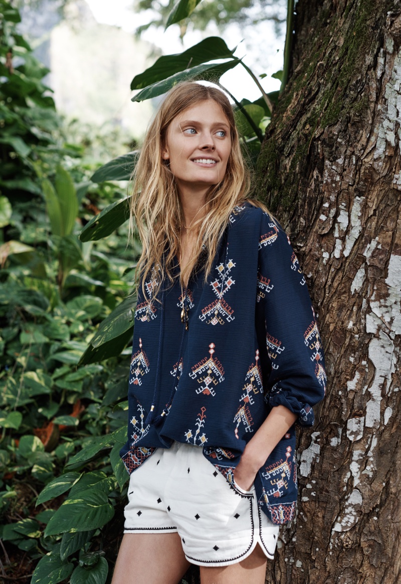 Madewell Gauzy Folkstich Top and Embroidered Shorts