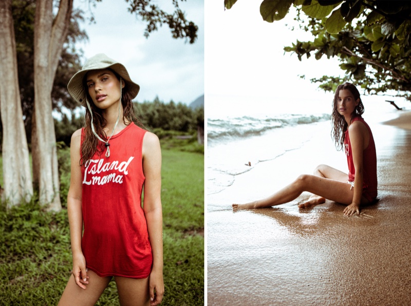 Lisa poses in Mate the Label's Island Mama tank top