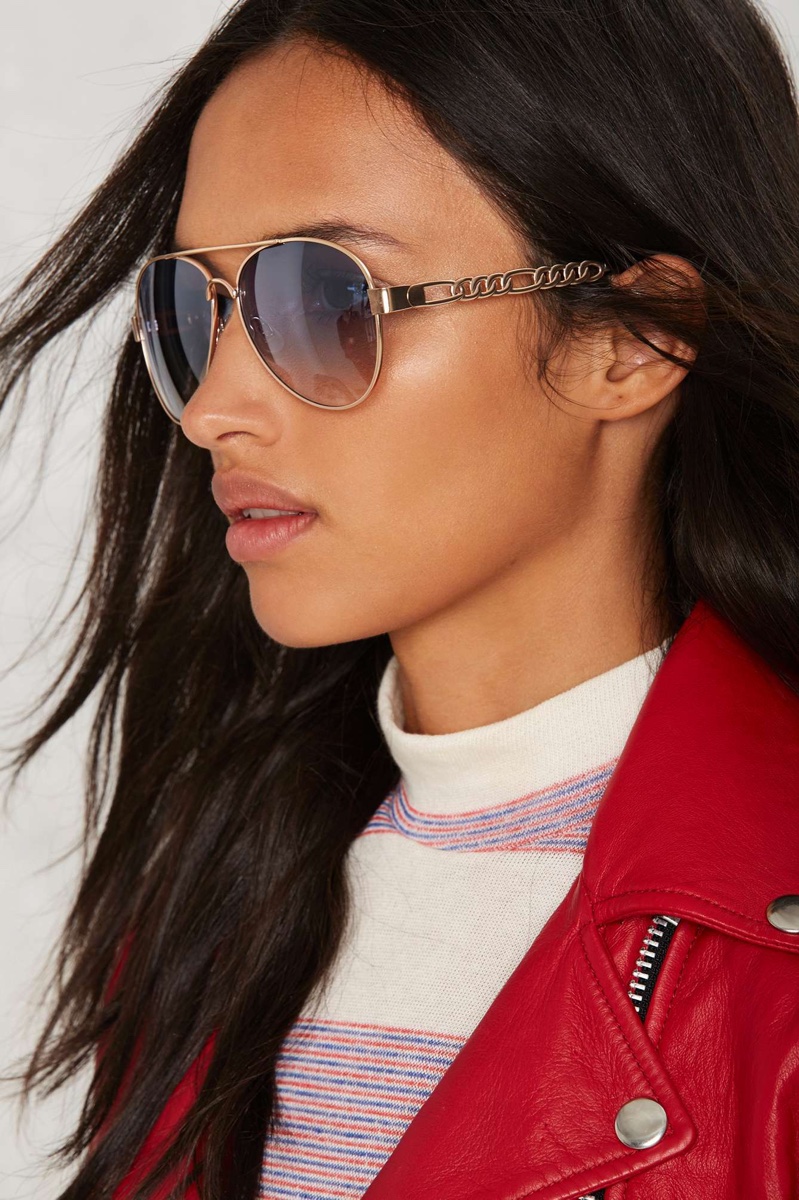 Nasty Gal Who's That Sky Aviator Shades
