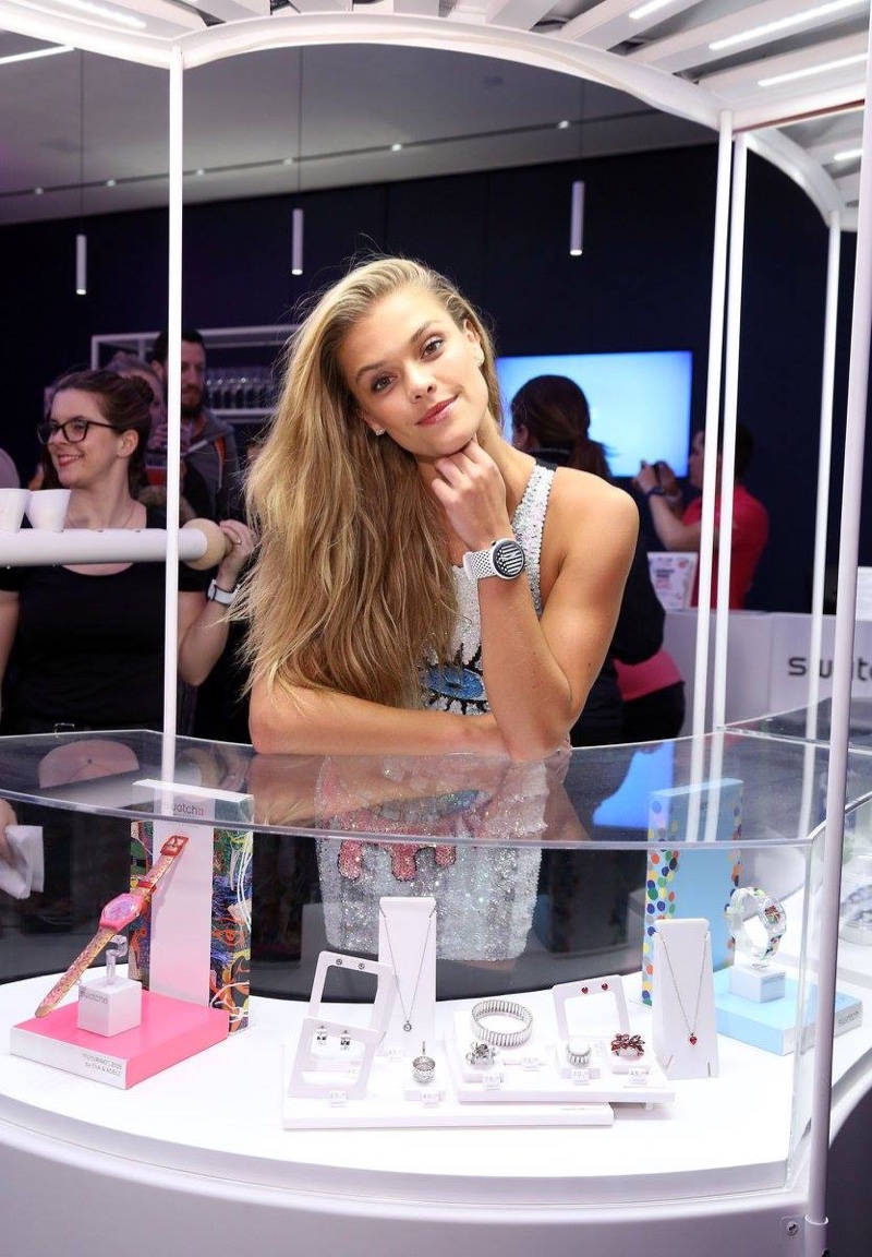 MAY 2016: Nina Agdal attends Swatch's A Night of POP! event wearing a Swatch watch. Photo: Sara Jaye Weiss/StartraksPhoto.com