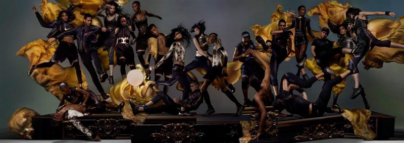 Olivier Rousteing x NikeLab and Balmain archive pieces featured in Dazed Magazine.