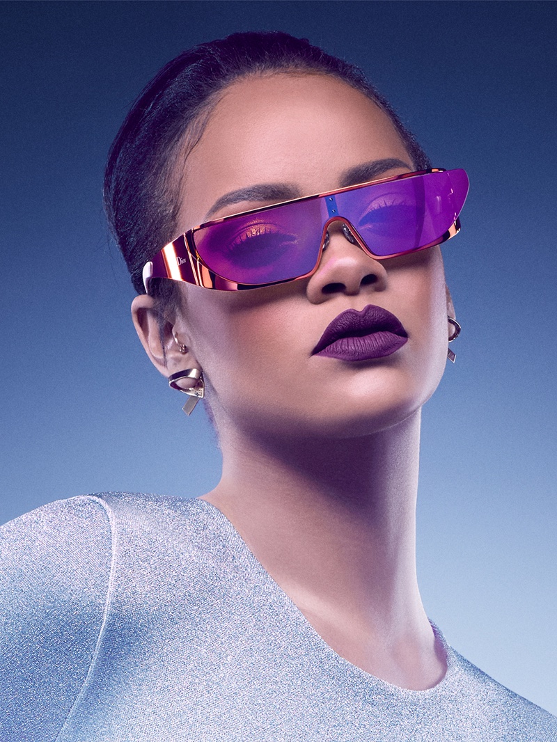 Rihanna wears purple frames from Dior collaboration