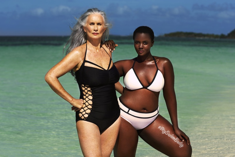 Nicola Griffin and Philomena Kwao pose in swimsuitsforall campaign