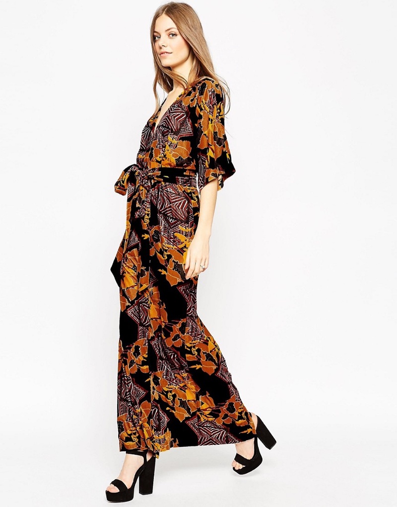 ASOS Devore Print Kaftan Maxi Dress