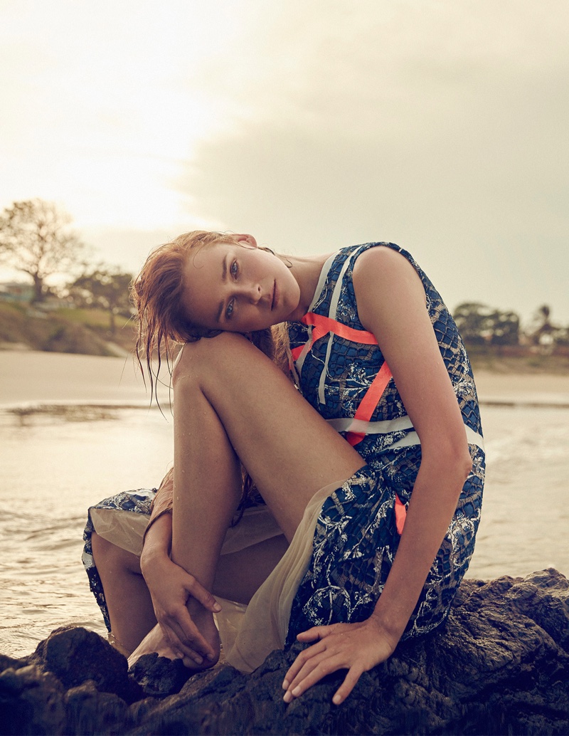 A full arrest as Carmen Kass calmly poses, British Vogue