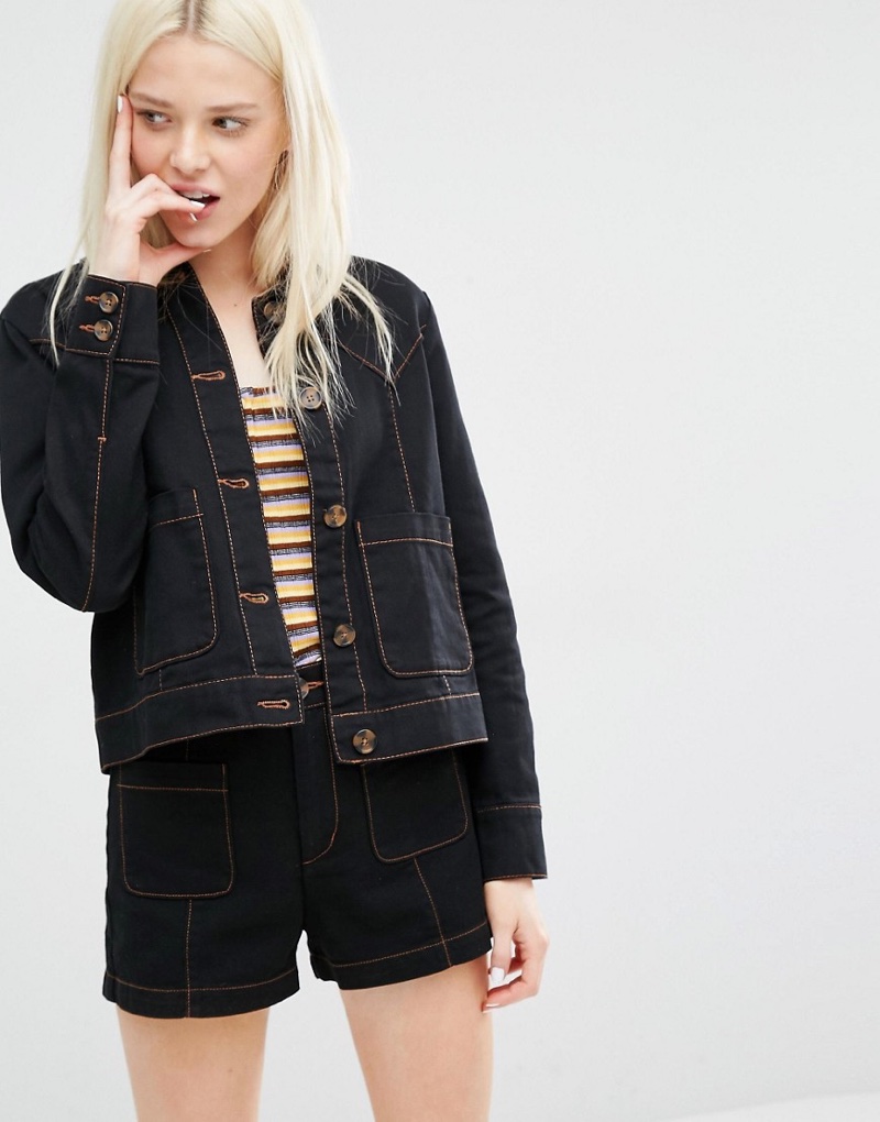 Monki Dark Denim Jacket