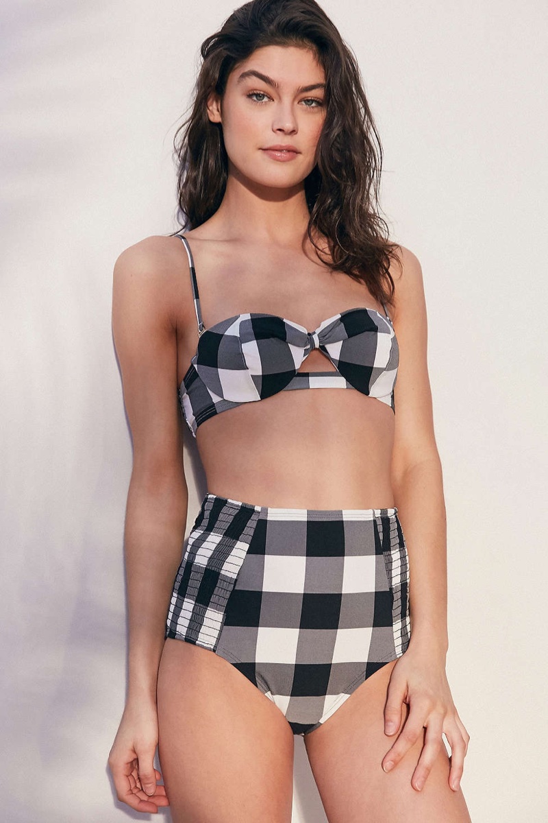 Out From Under Gingham Smocked Bikini