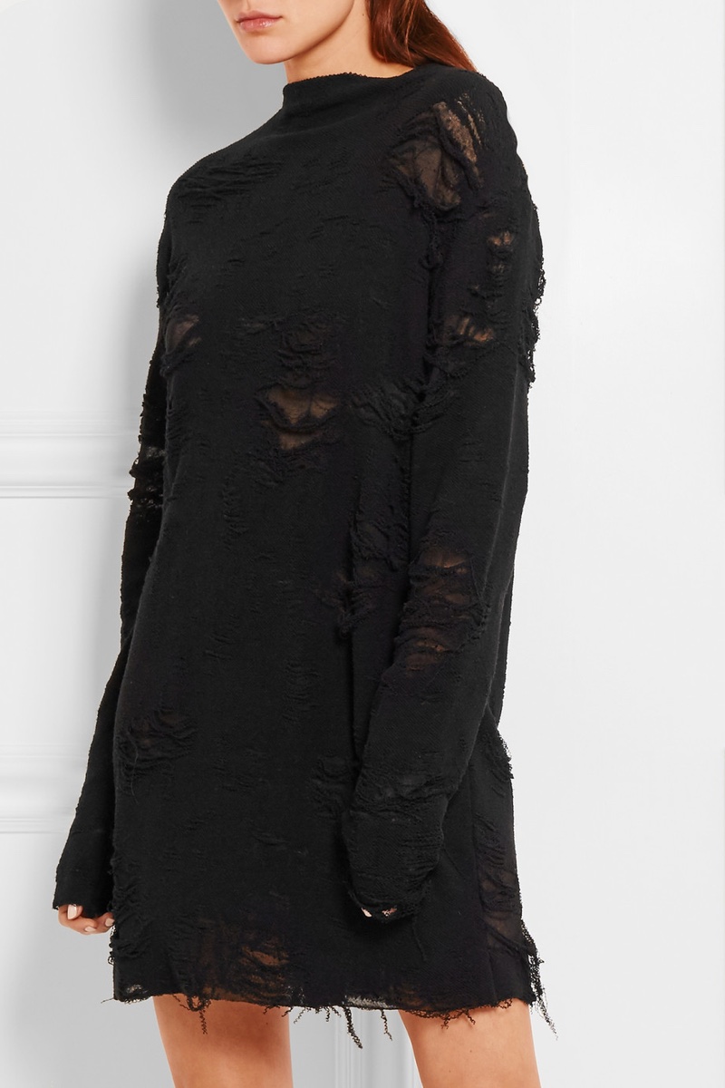 Anja Rubik x Iro Iriza Distressed Cotton Blend Terry Mini Dress