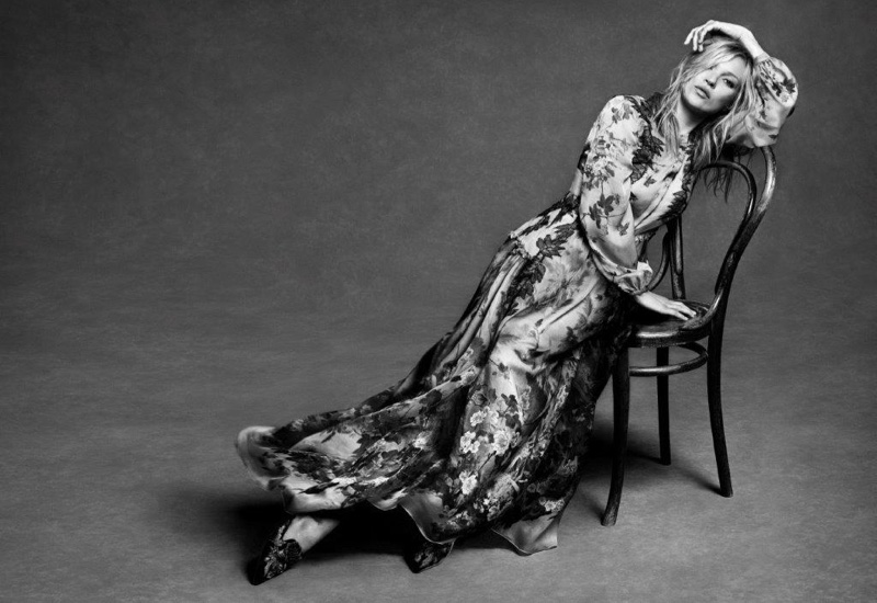 Kate Moss poses in long gown for Alberta Ferretii's fall 2016 campaign