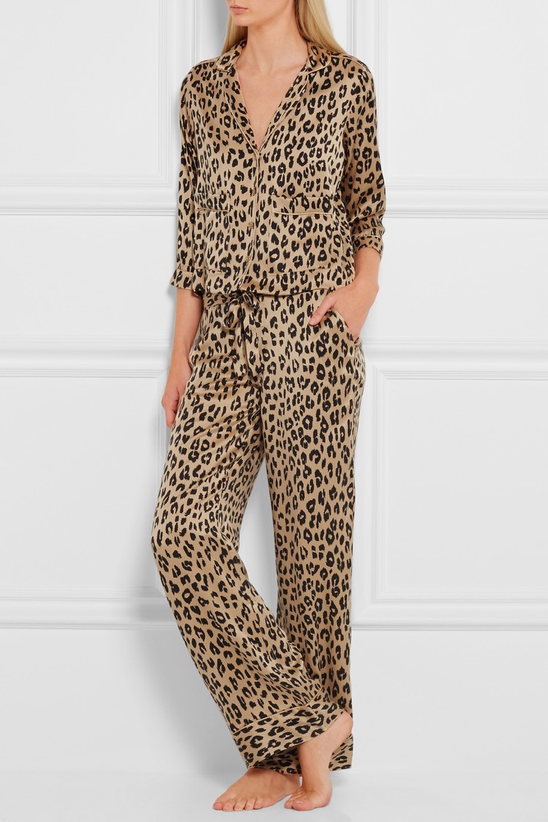 Kate Moss for Equipment Leopard Print Silk Pajama Shirt and Pants