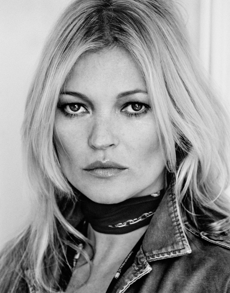 Kate Moss gets her closeup in Kate Moss for Equipment jacket with Rockins scarf