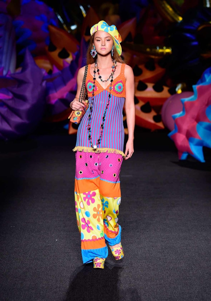 JUNE 2016: Devon Aoki walks the runway at Moschino's resort 2017 show