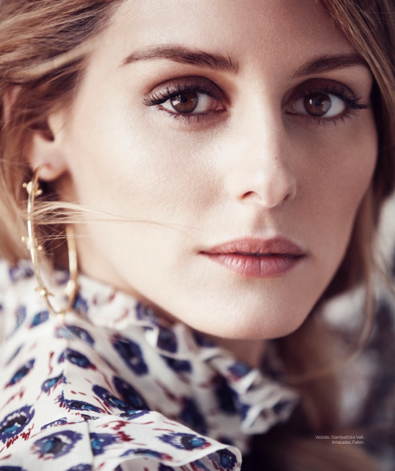 Olivia Palermo gets her closeup in a Giambattista Valli dress with hoop earrings by Fallon