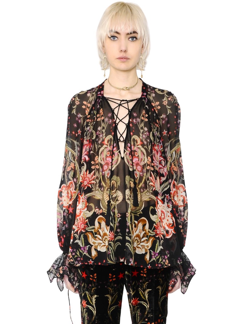 Roberto Cavalli Galaxy Garden Silk Georgette Shirt