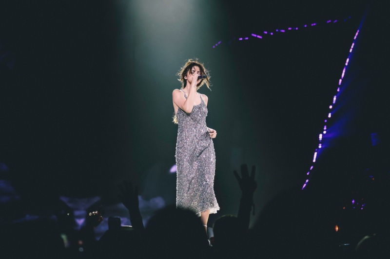 Selena Gomez wears sequin embroidered Giorgio Armani dress on Revival tour