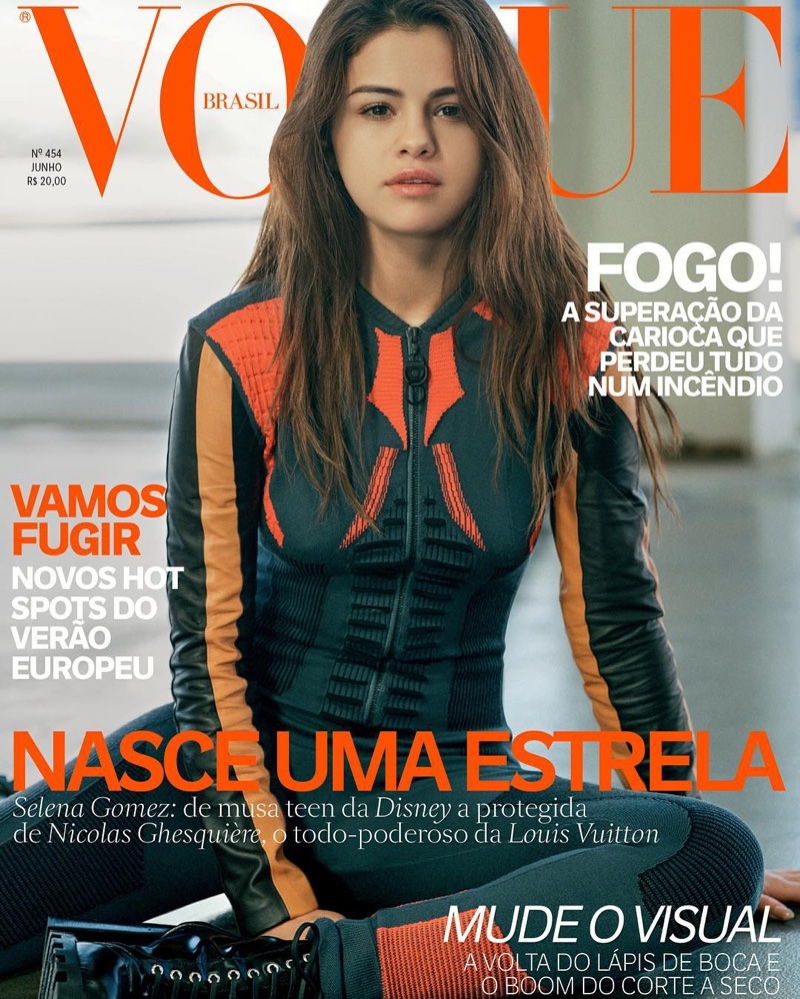 Selena Gomez appears on Vogue Brazil's June 2016 cover wearing Louis Vuitton