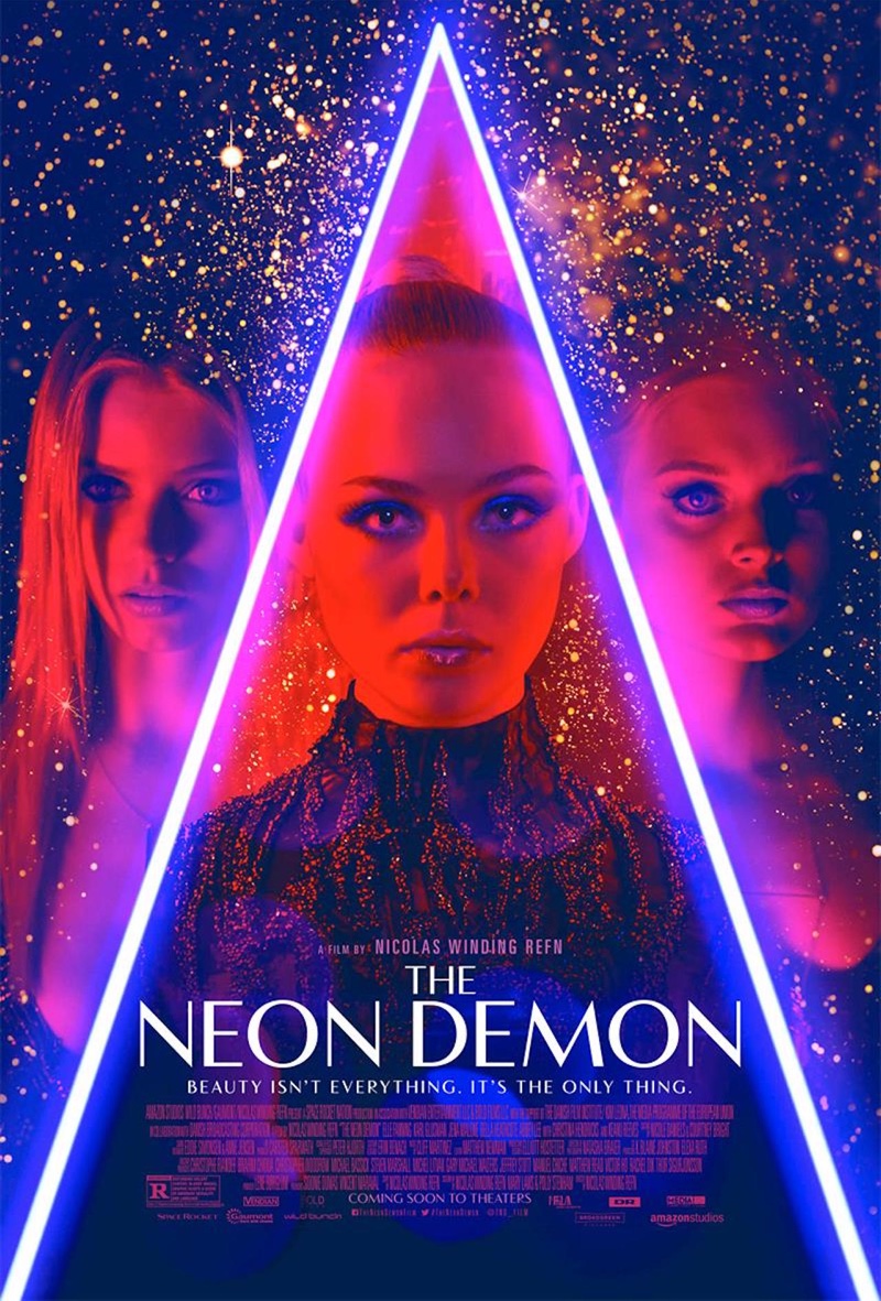 The Neon Demon poster with Bella Heathcote, Elle Fanning and Abbey Lee Kershaw