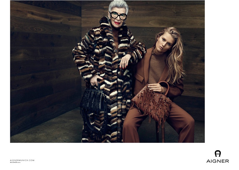 Iris Apfel and Toni Garrn star in Aigner's fall-winter 2016 campaign