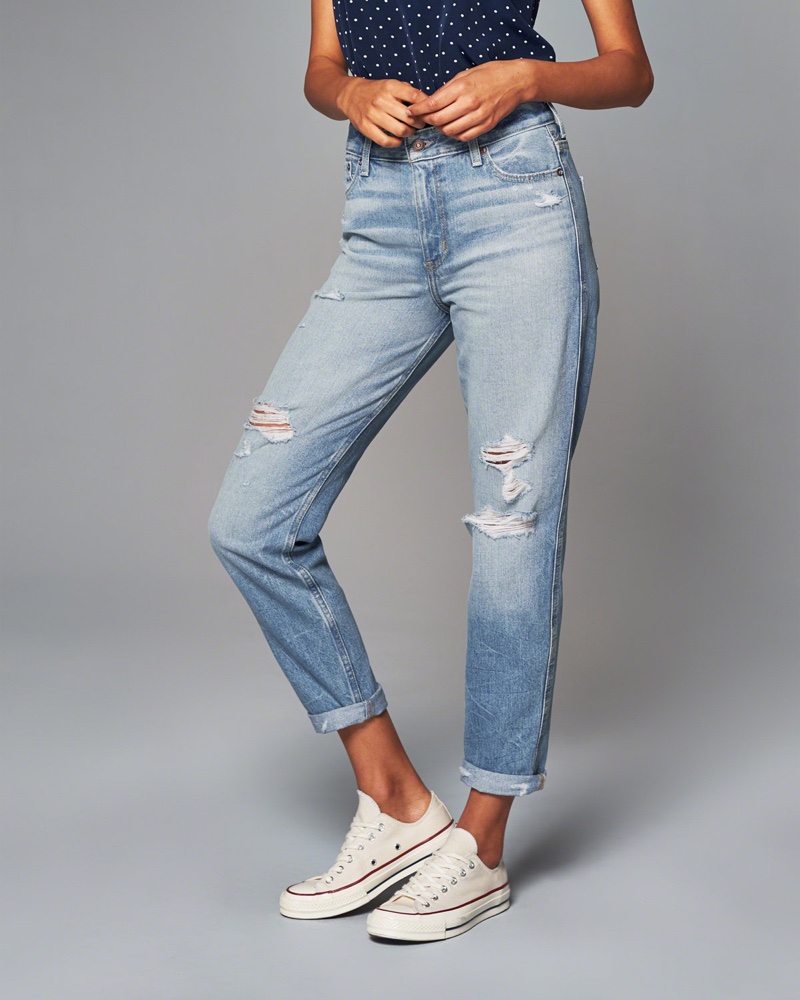 Abercrombie & Fitch High Rise Girlfriend Jeans