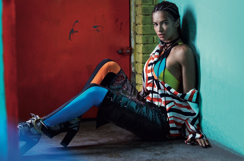 Adriana Lima poses in sporty looks for the fashion editorial