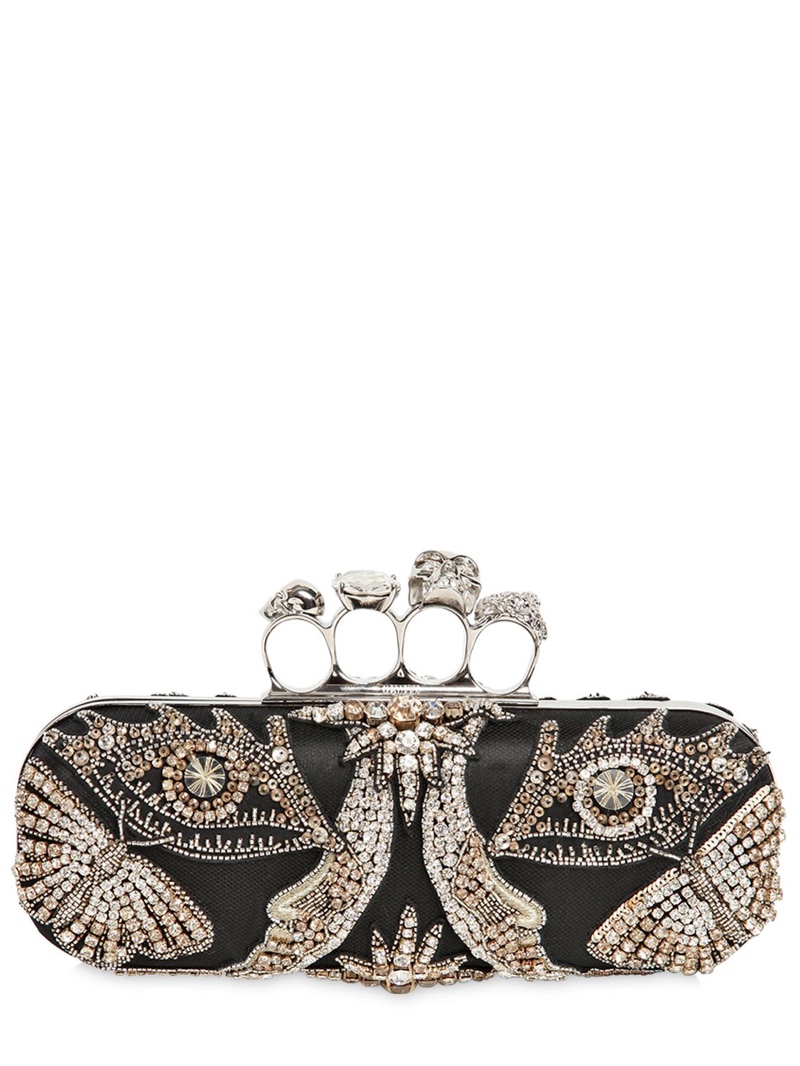 Alexander McQueen Embroidered Jeweled Knuckle Box Clutch